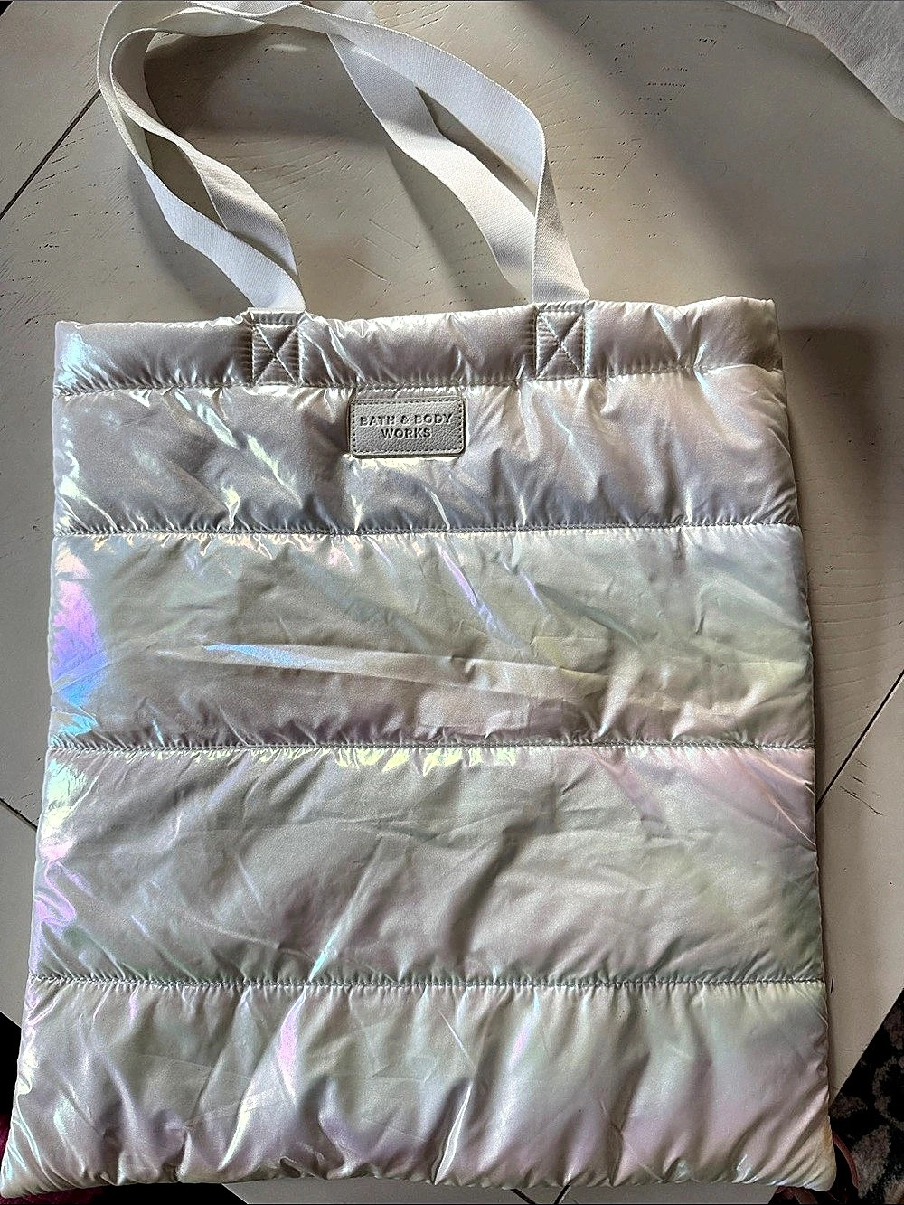 Bath and Body Works Iridescent White Tote NWT
